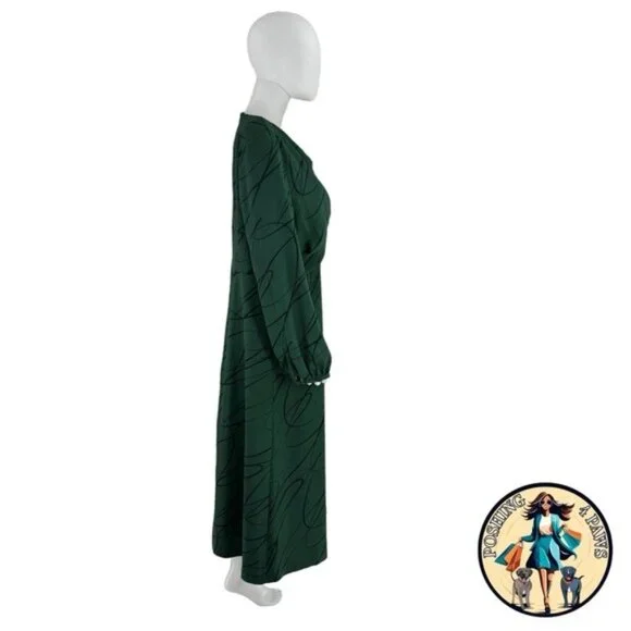 Tuckernuck NEW Pine Twombly Draped Macie Long Sleeve Formal Midi Dress Size XS